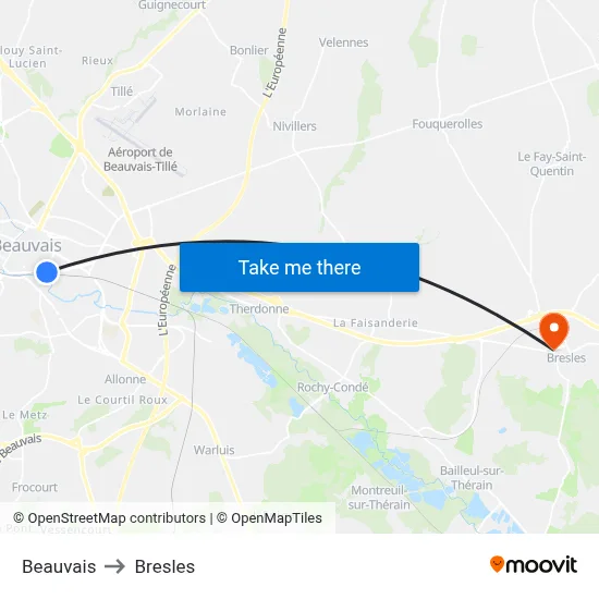 Beauvais to Bresles map