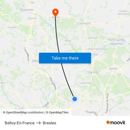 Belloy-En-France to Bresles map