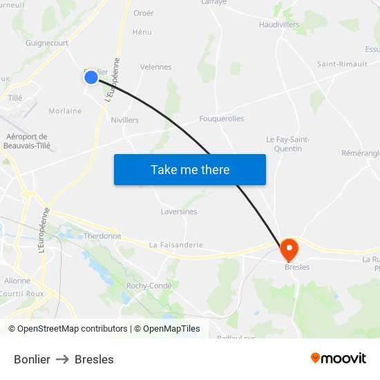Bonlier to Bresles map