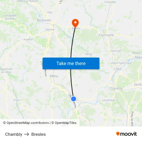 Chambly to Bresles map