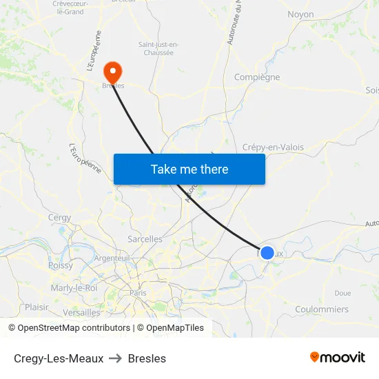 Cregy-Les-Meaux to Bresles map