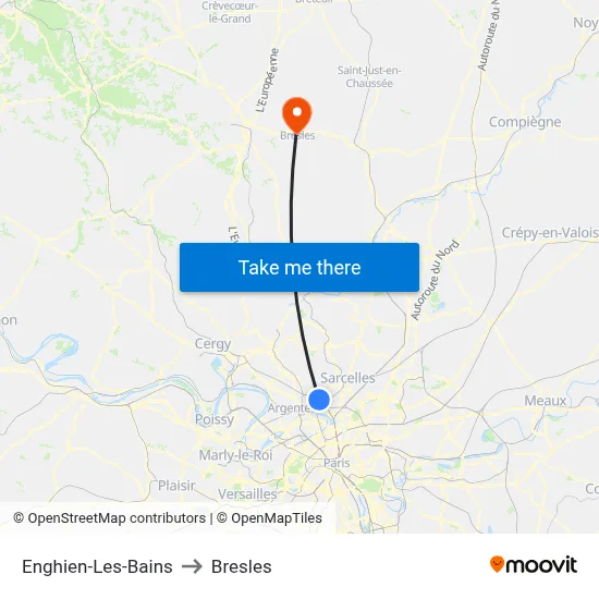 Enghien-Les-Bains to Bresles map