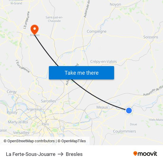 La Ferte-Sous-Jouarre to Bresles map