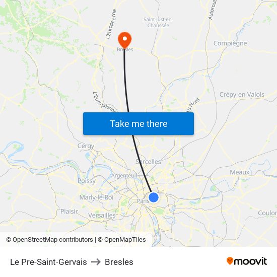 Le Pre-Saint-Gervais to Bresles map