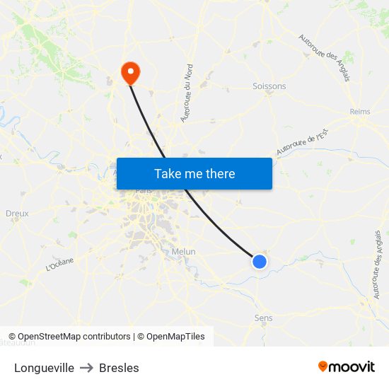 Longueville to Bresles map