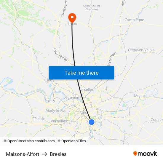 Maisons-Alfort to Bresles map