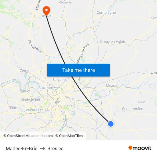 Marles-En-Brie to Bresles map