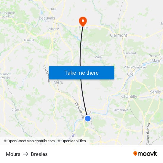 Mours to Bresles map