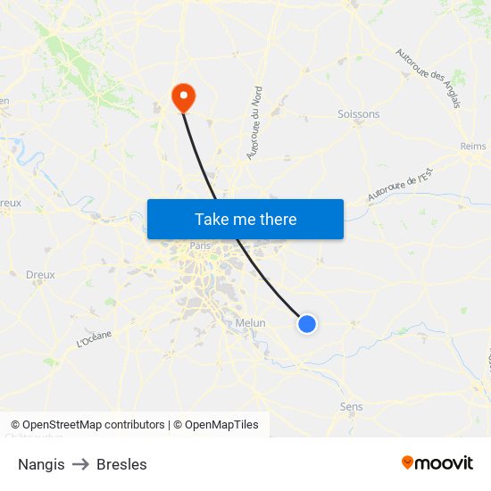 Nangis to Bresles map