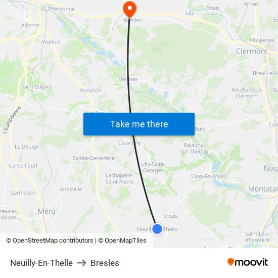 Neuilly-En-Thelle to Bresles map