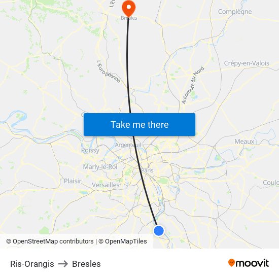 Ris-Orangis to Bresles map