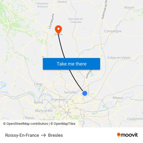 Roissy-En-France to Bresles map