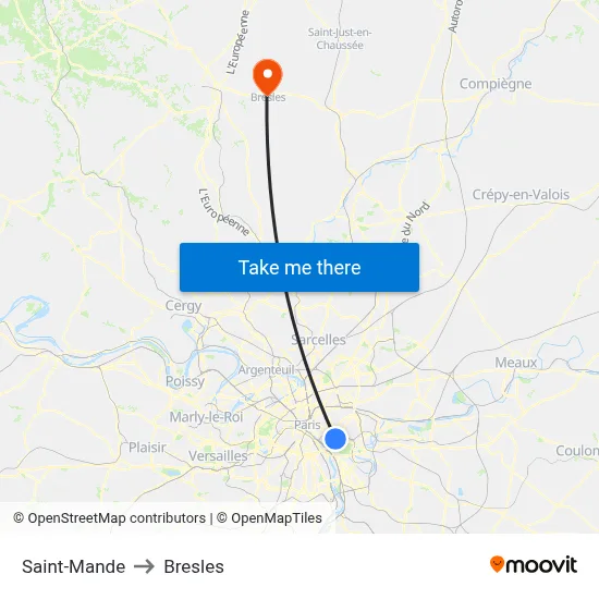 Saint-Mande to Bresles map