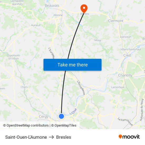 Saint-Ouen-L'Aumone to Bresles map