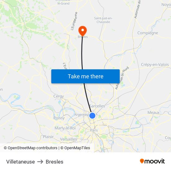 Villetaneuse to Bresles map