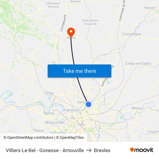 Villiers-Le-Bel - Gonesse - Arnouville to Bresles map