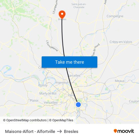 Maisons-Alfort - Alfortville to Bresles map