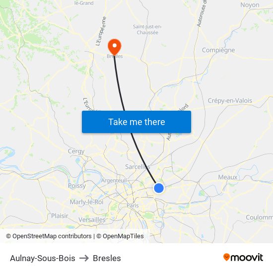 Aulnay-Sous-Bois to Bresles map