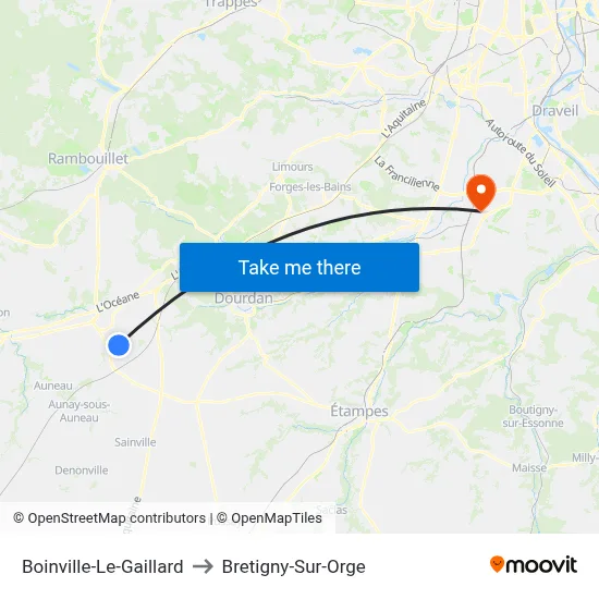 Boinville-Le-Gaillard to Bretigny-Sur-Orge map