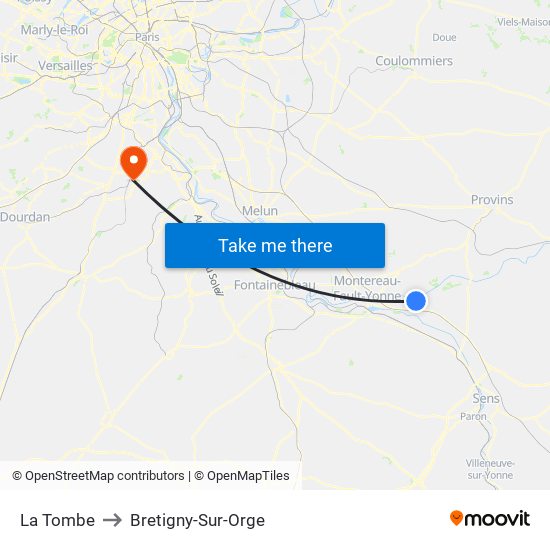 La Tombe to Bretigny-Sur-Orge map