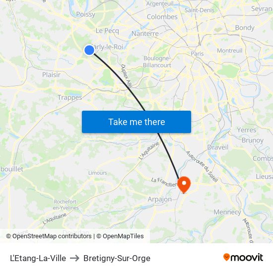L'Etang-La-Ville to Bretigny-Sur-Orge map