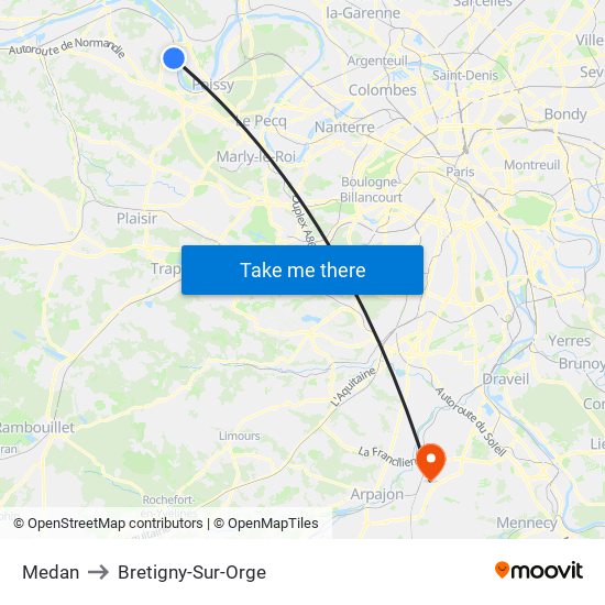 Medan to Bretigny-Sur-Orge map