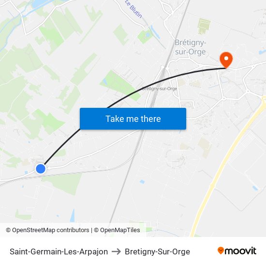 Saint-Germain-Les-Arpajon to Bretigny-Sur-Orge map