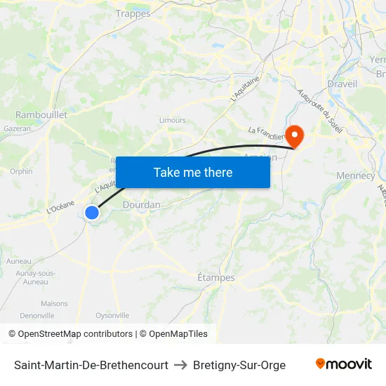 Saint-Martin-De-Brethencourt to Bretigny-Sur-Orge map