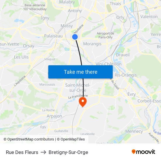Rue Des Fleurs to Bretigny-Sur-Orge map