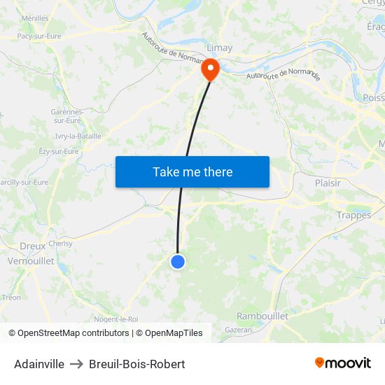 Adainville to Breuil-Bois-Robert map