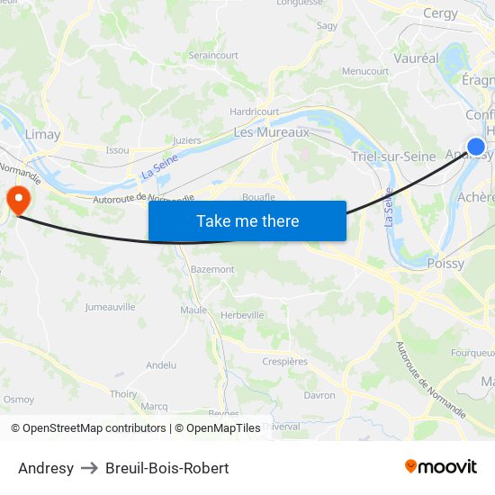 Andresy to Breuil-Bois-Robert map