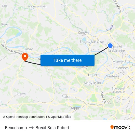 Beauchamp to Breuil-Bois-Robert map