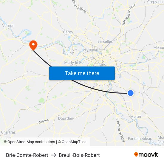 Brie-Comte-Robert to Breuil-Bois-Robert map