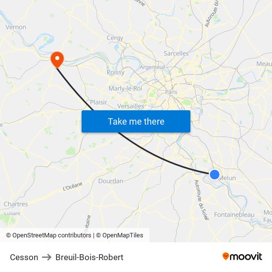 Cesson to Breuil-Bois-Robert map
