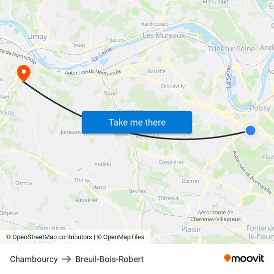 Chambourcy to Breuil-Bois-Robert map
