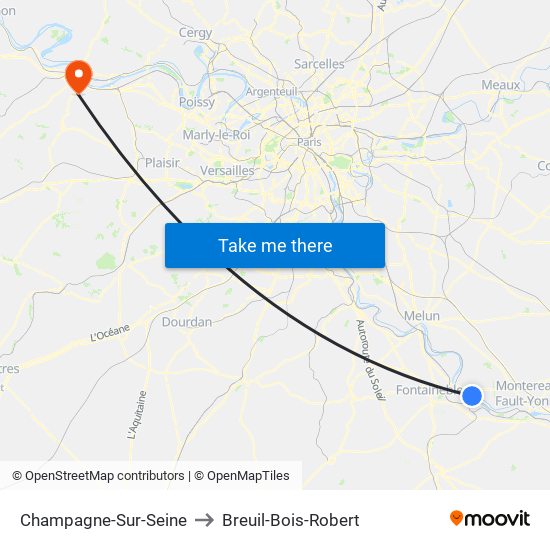 Champagne-Sur-Seine to Breuil-Bois-Robert map
