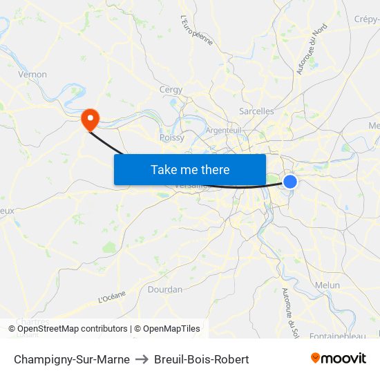 Champigny-Sur-Marne to Breuil-Bois-Robert map