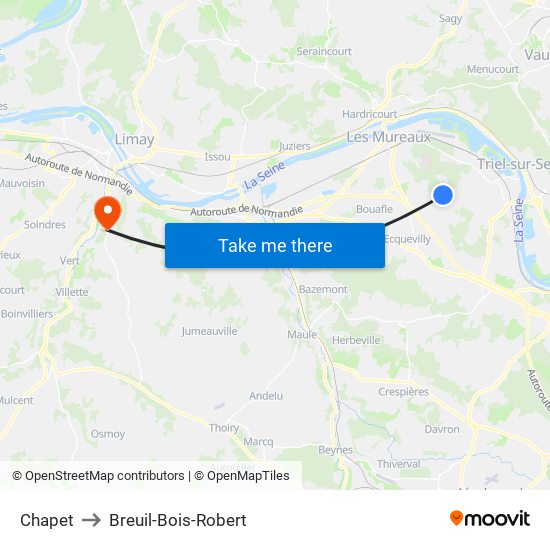 Chapet to Breuil-Bois-Robert map