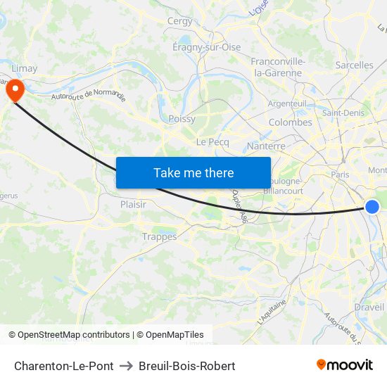 Charenton-Le-Pont to Breuil-Bois-Robert map