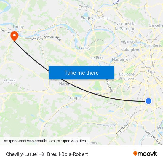 Chevilly-Larue to Breuil-Bois-Robert map