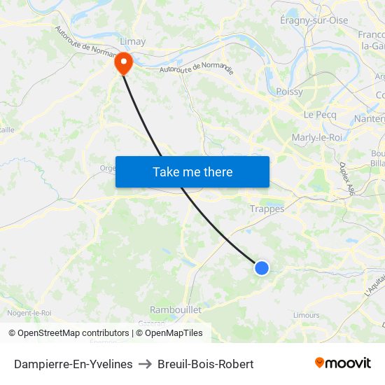 Dampierre-En-Yvelines to Breuil-Bois-Robert map