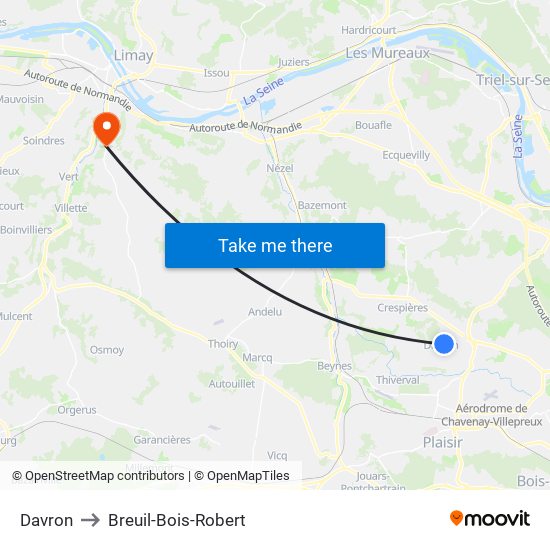 Davron to Breuil-Bois-Robert map