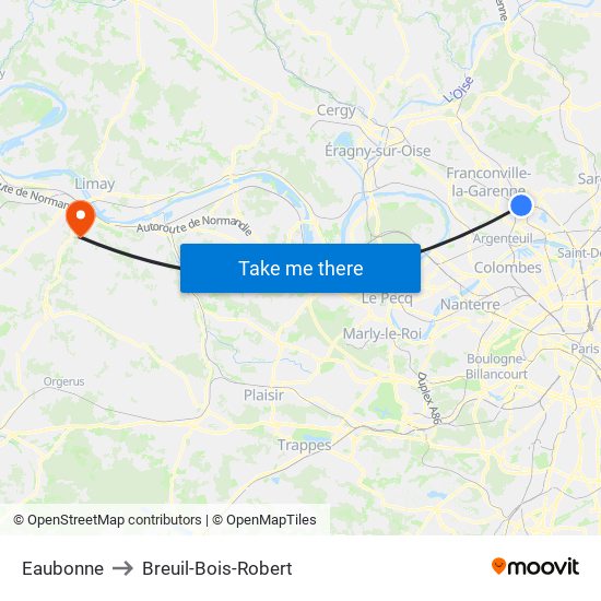 Eaubonne to Breuil-Bois-Robert map