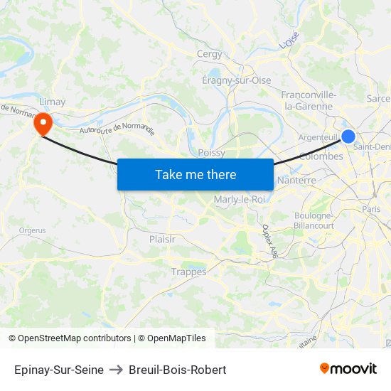 Epinay-Sur-Seine to Breuil-Bois-Robert map