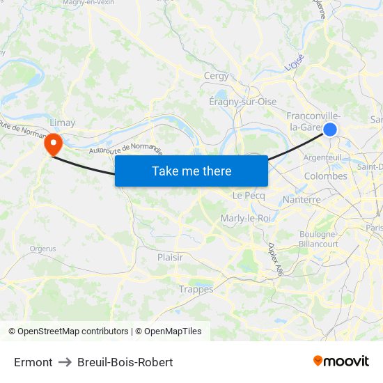 Ermont to Breuil-Bois-Robert map