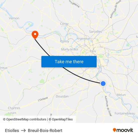 Etiolles to Breuil-Bois-Robert map