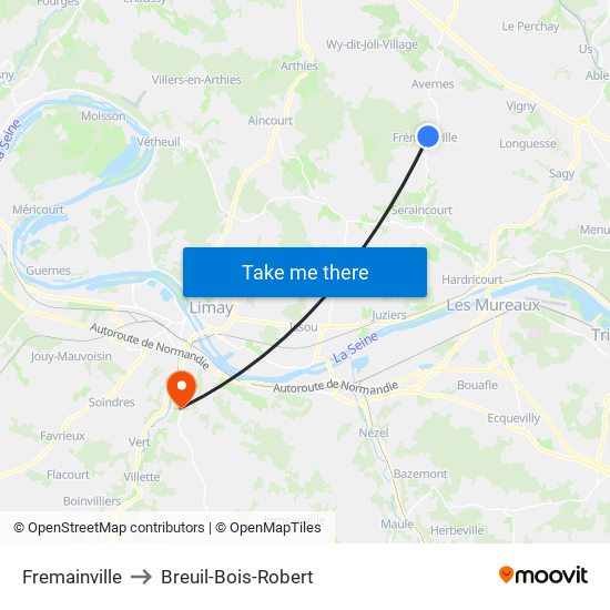 Fremainville to Breuil-Bois-Robert map