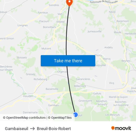 Gambaiseuil to Breuil-Bois-Robert map