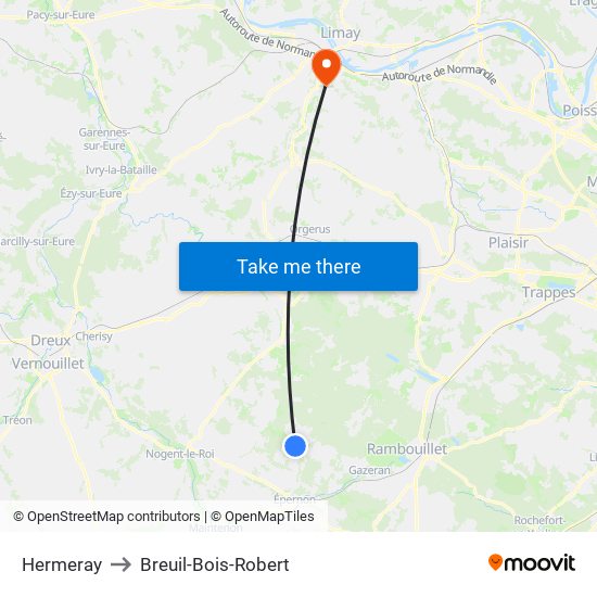 Hermeray to Breuil-Bois-Robert map