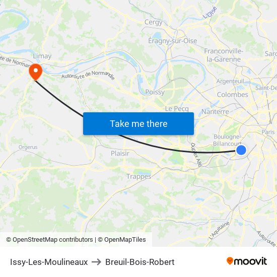 Issy-Les-Moulineaux to Breuil-Bois-Robert map